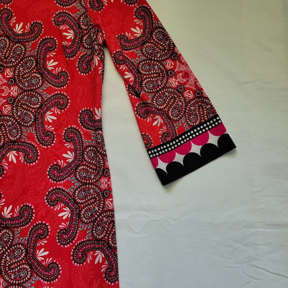 Chico's Paisley Medallion Print 3/4 Sleeve Stretch Shift Dress Womens 4 Sz 0 - Picture 3 of 10